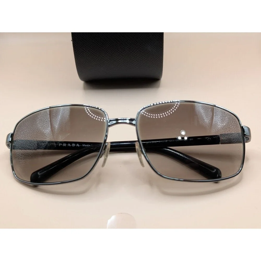 Prada Sunglasses SPR 54Q 610216 SAV 135 24 Gradient Black Gunmetal/Silver *FLAW*